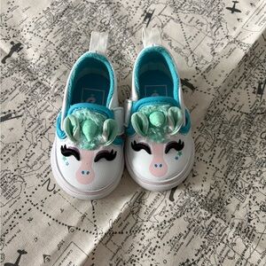 Vans Unicorn Kids Slippers - White and Teal